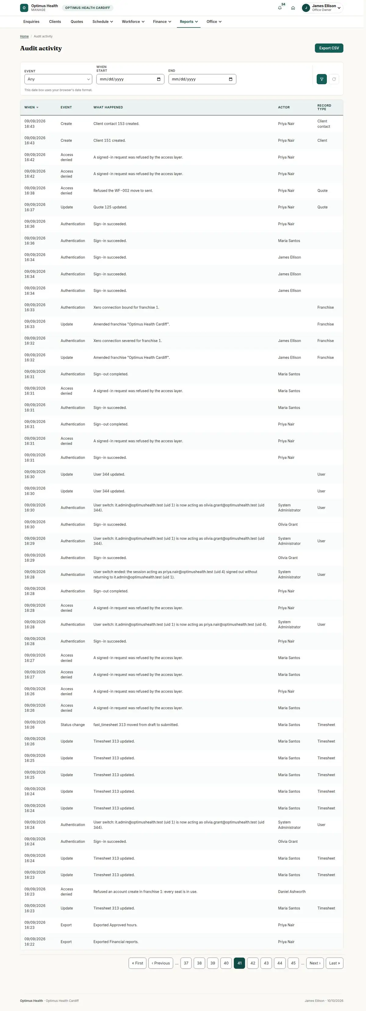 Audit activity