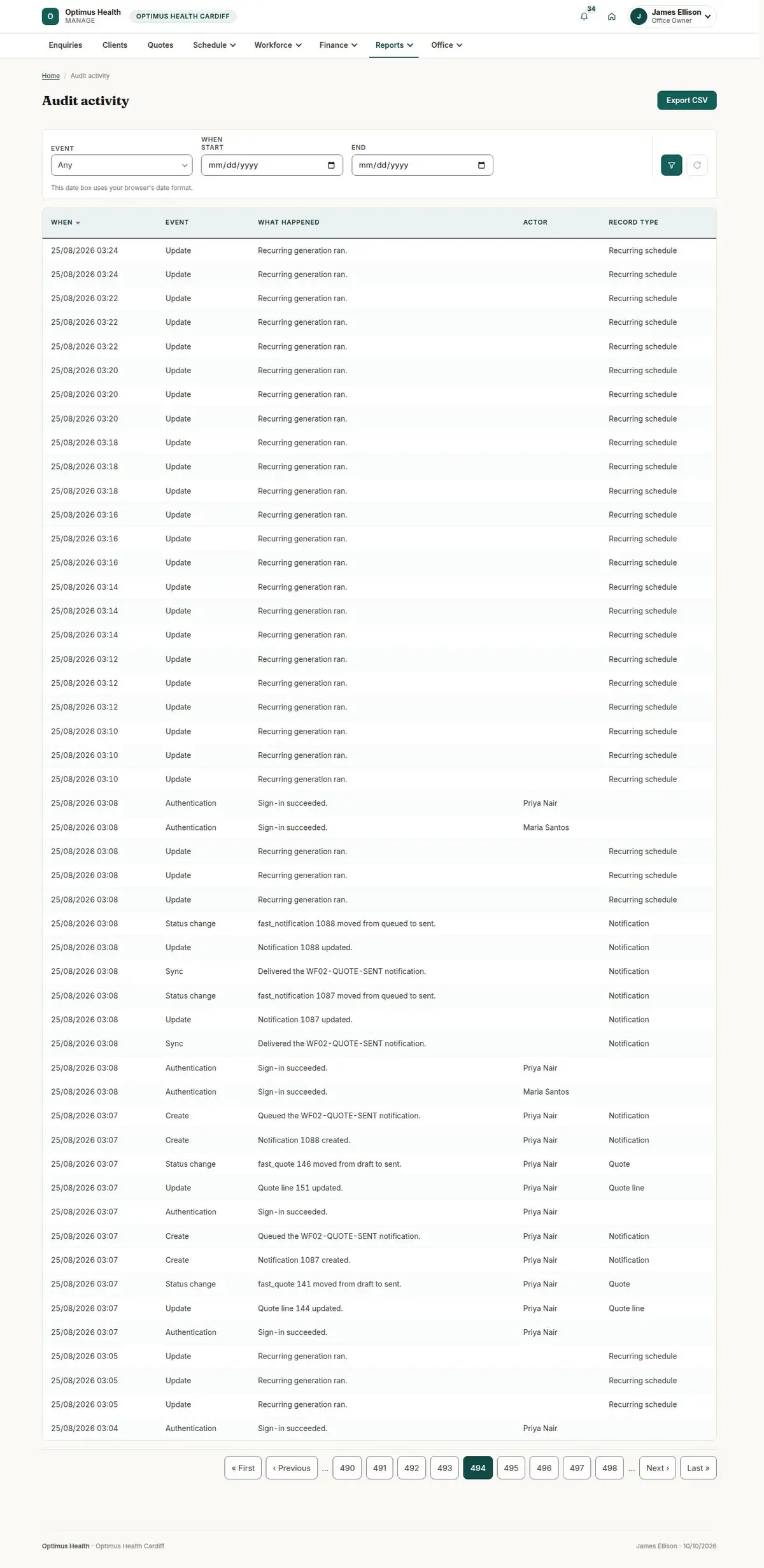 Audit activity