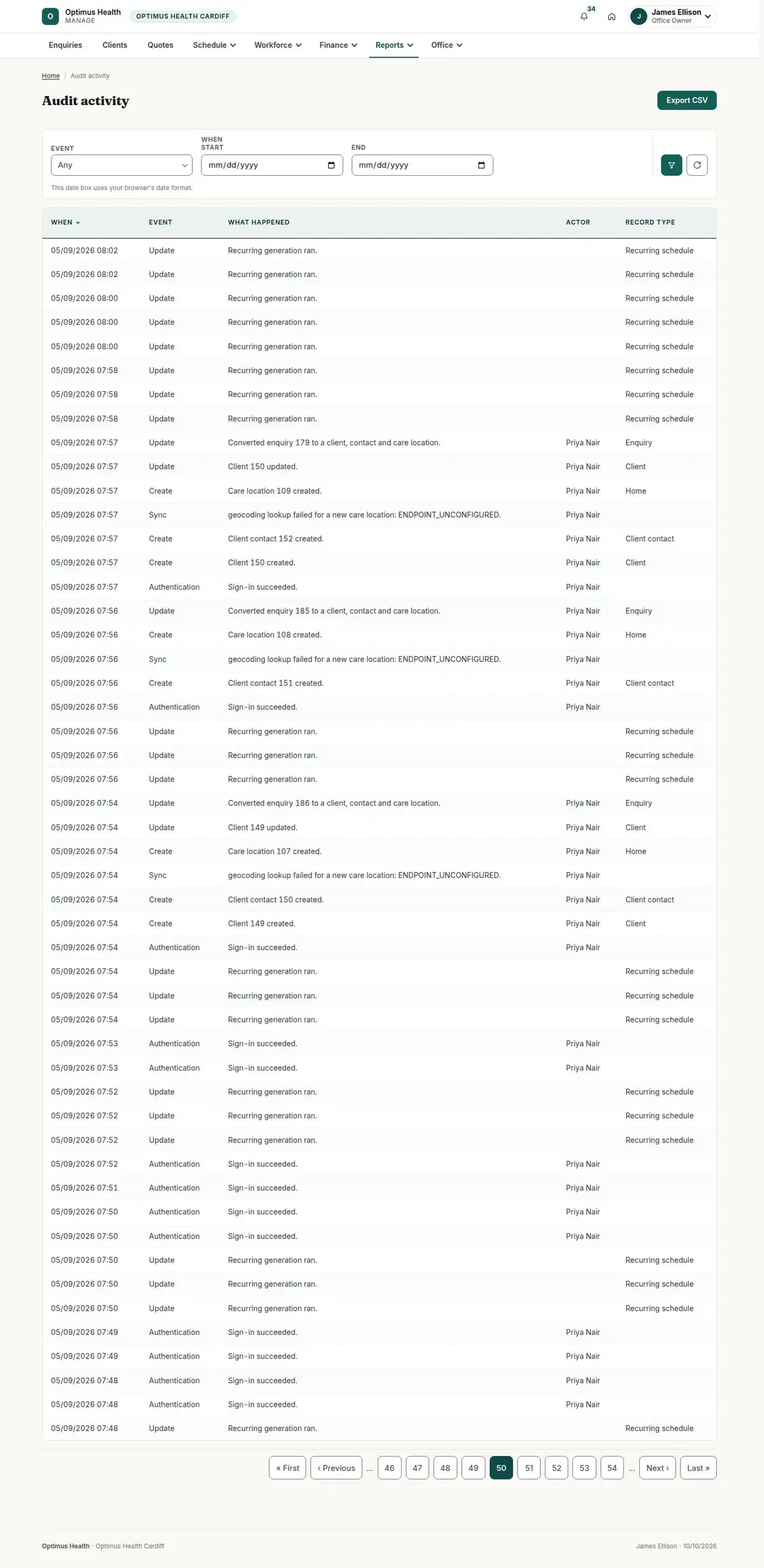 Audit activity