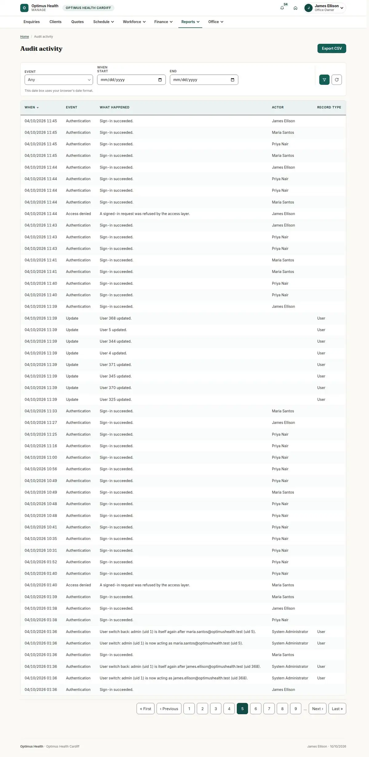 Audit activity