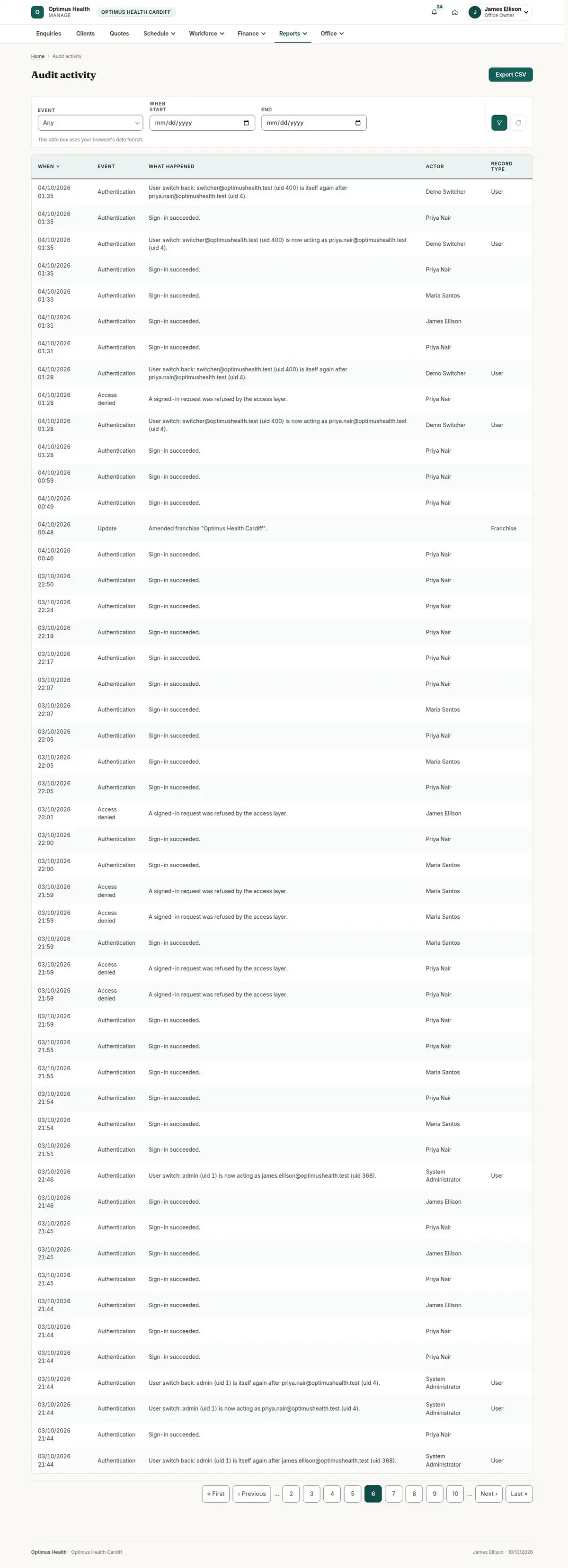 Audit activity