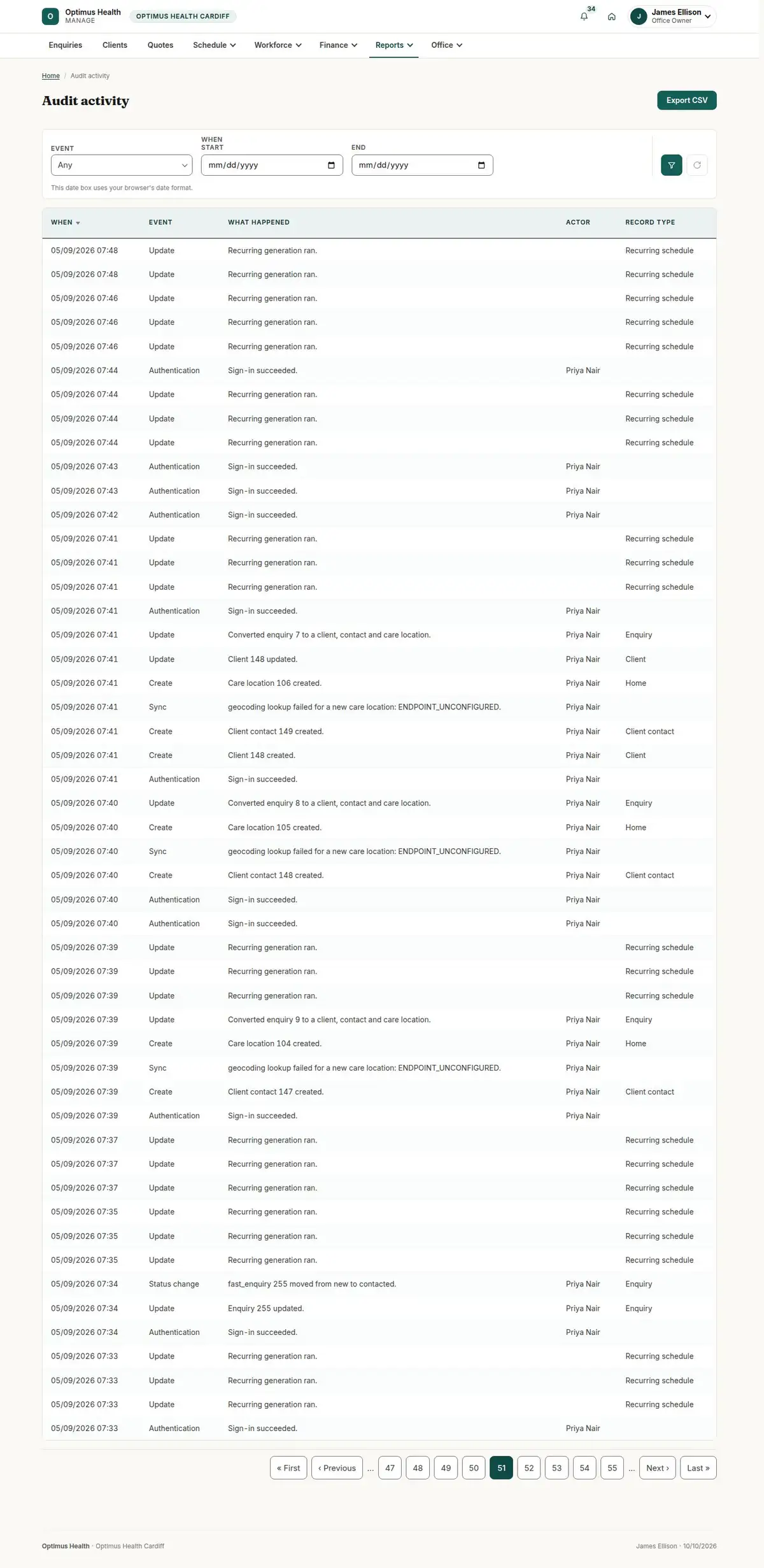Audit activity