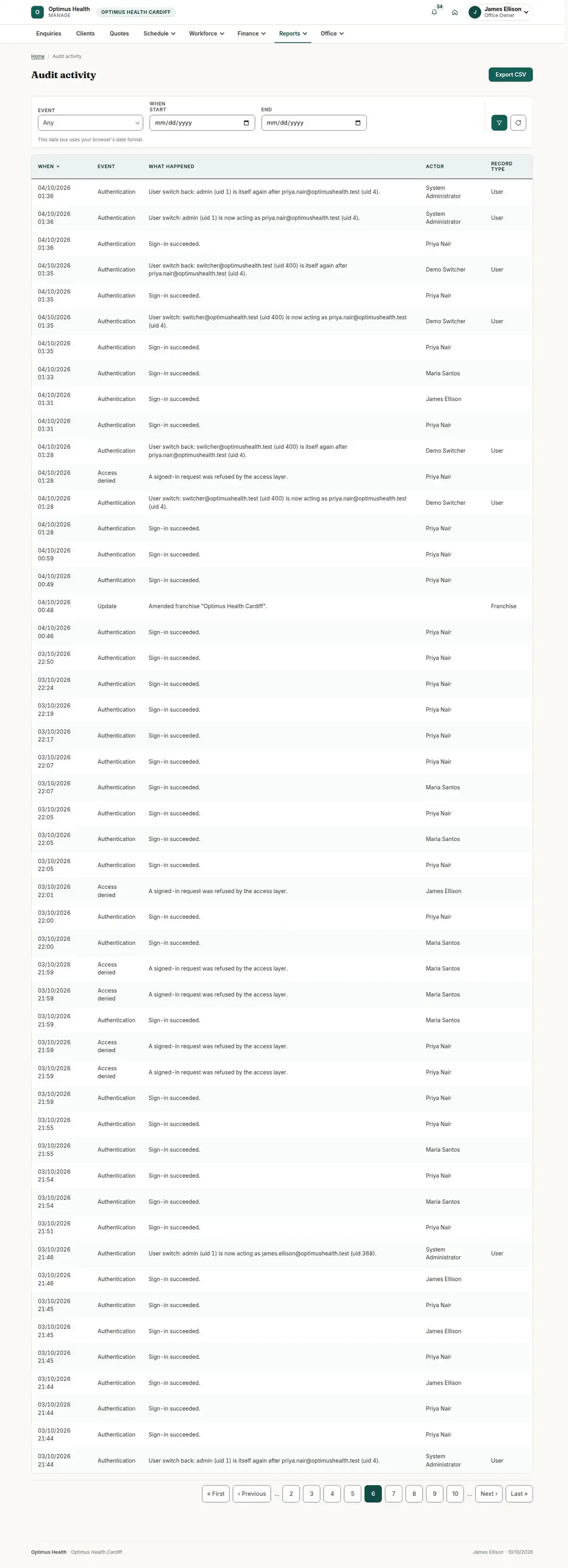 Audit activity
