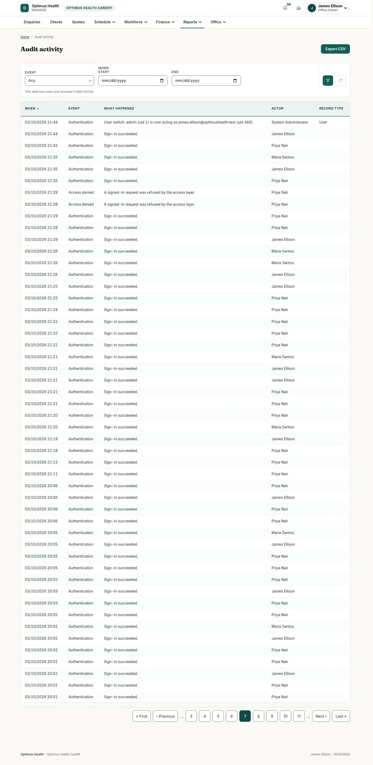Audit activity