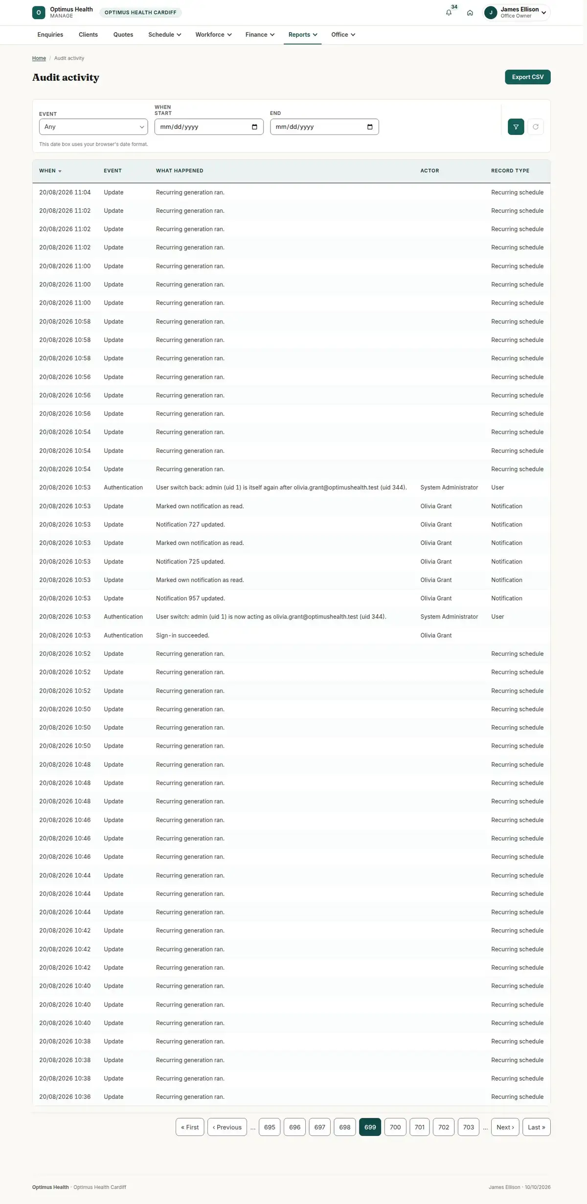 Audit activity