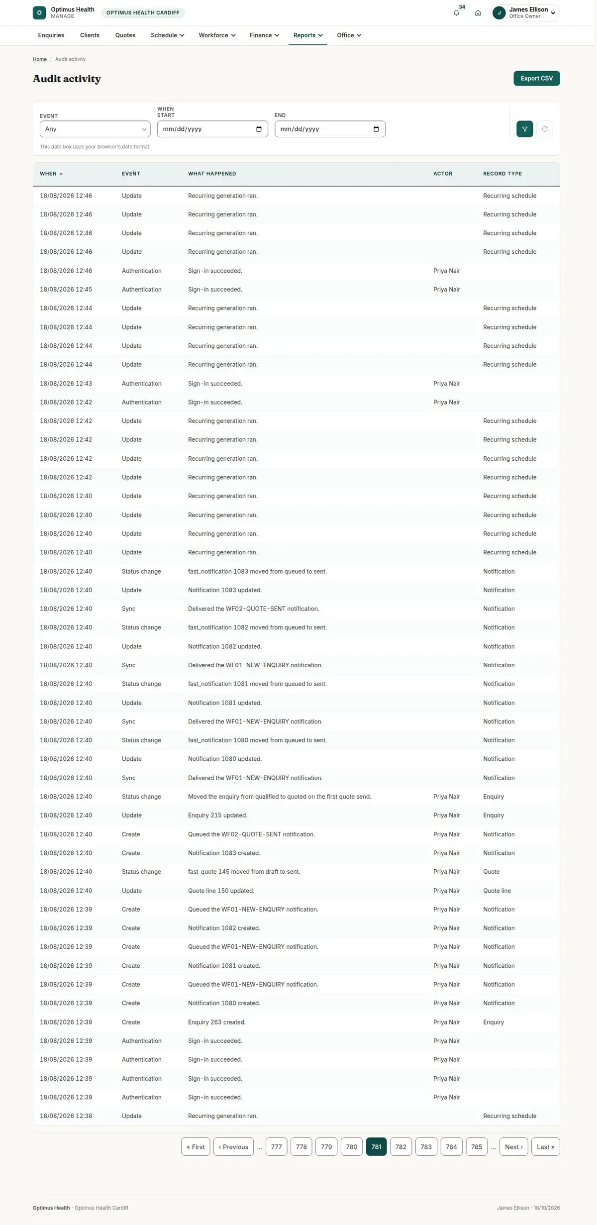 Audit activity
