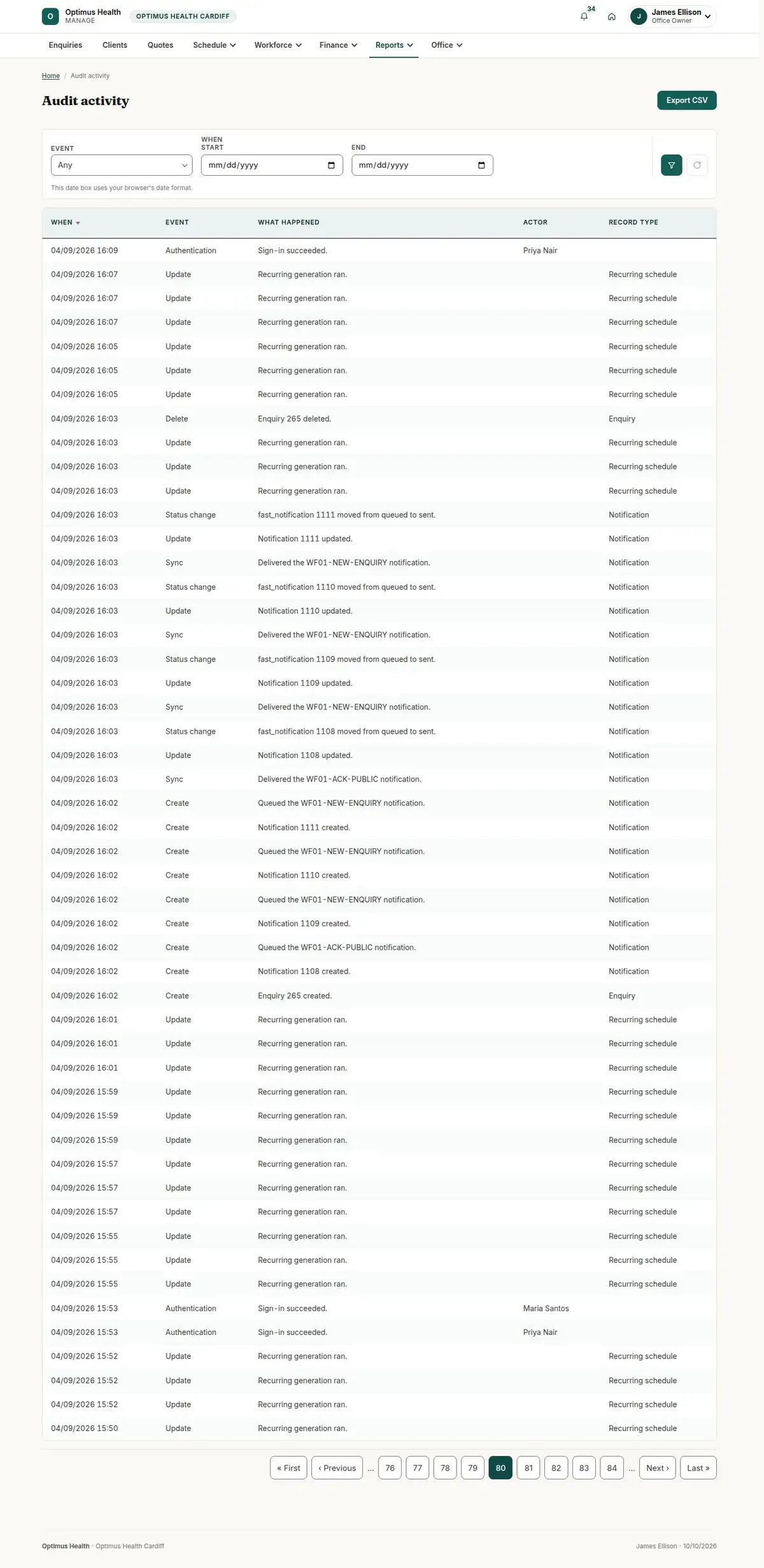 Audit activity