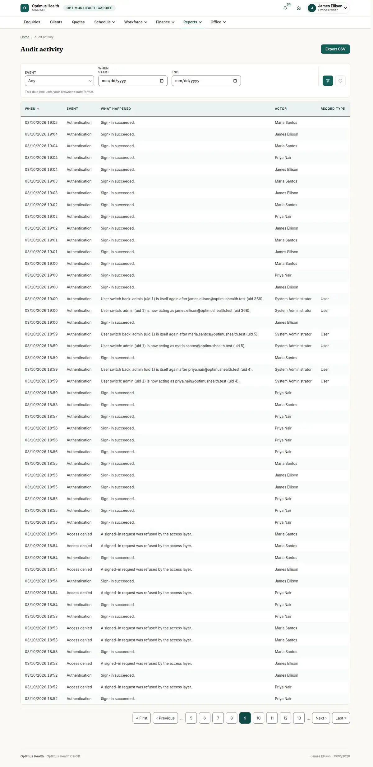 Audit activity