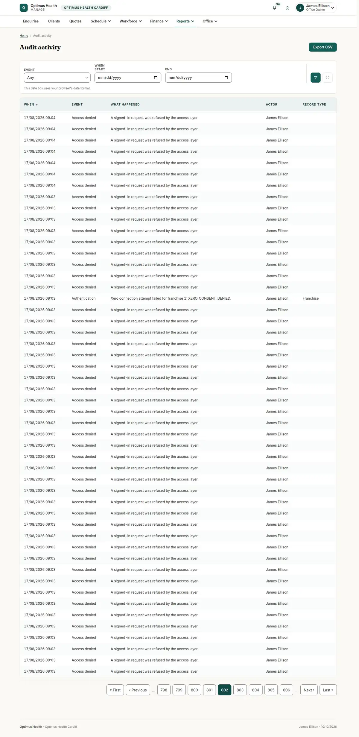 Audit activity
