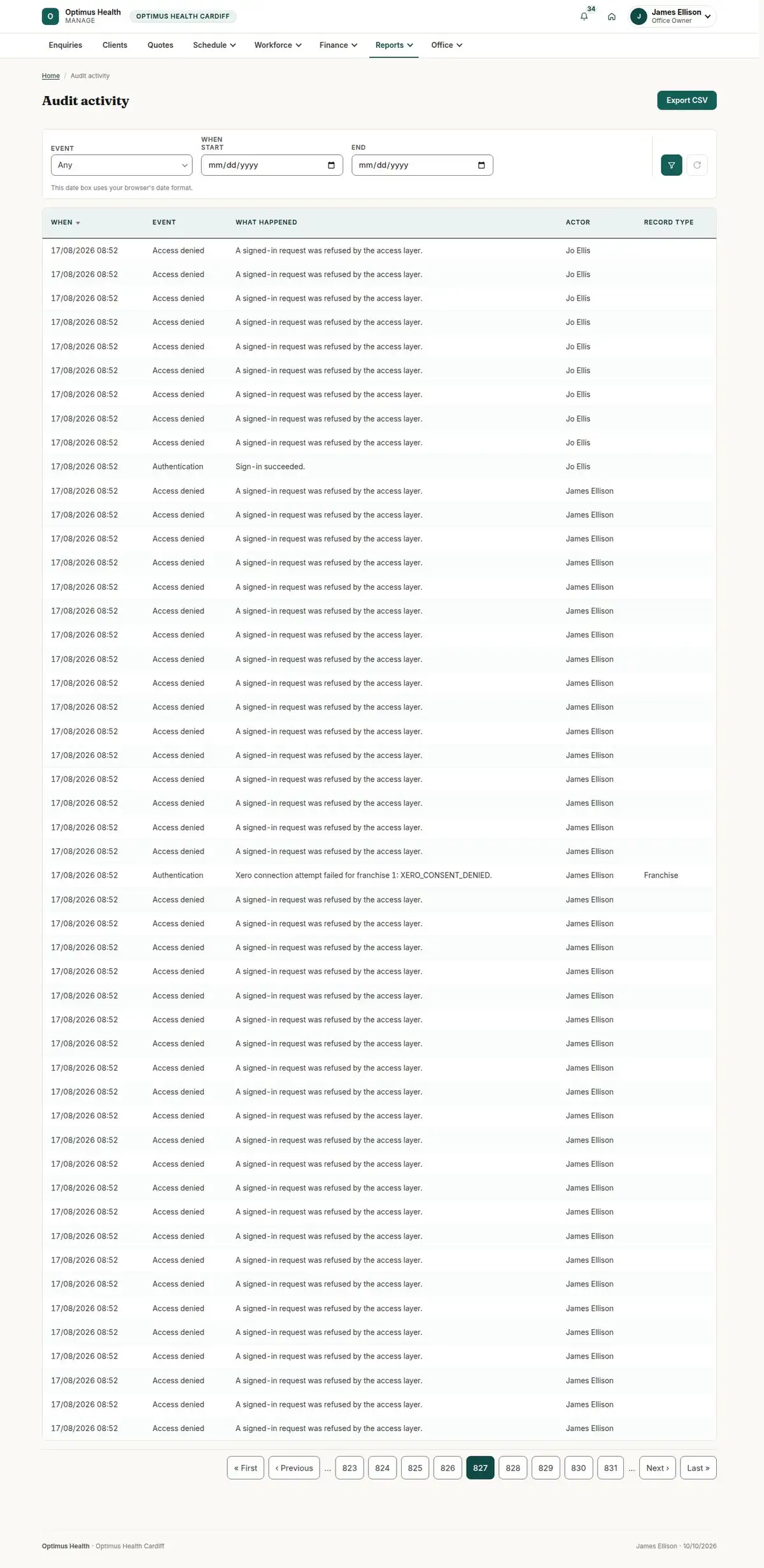 Audit activity