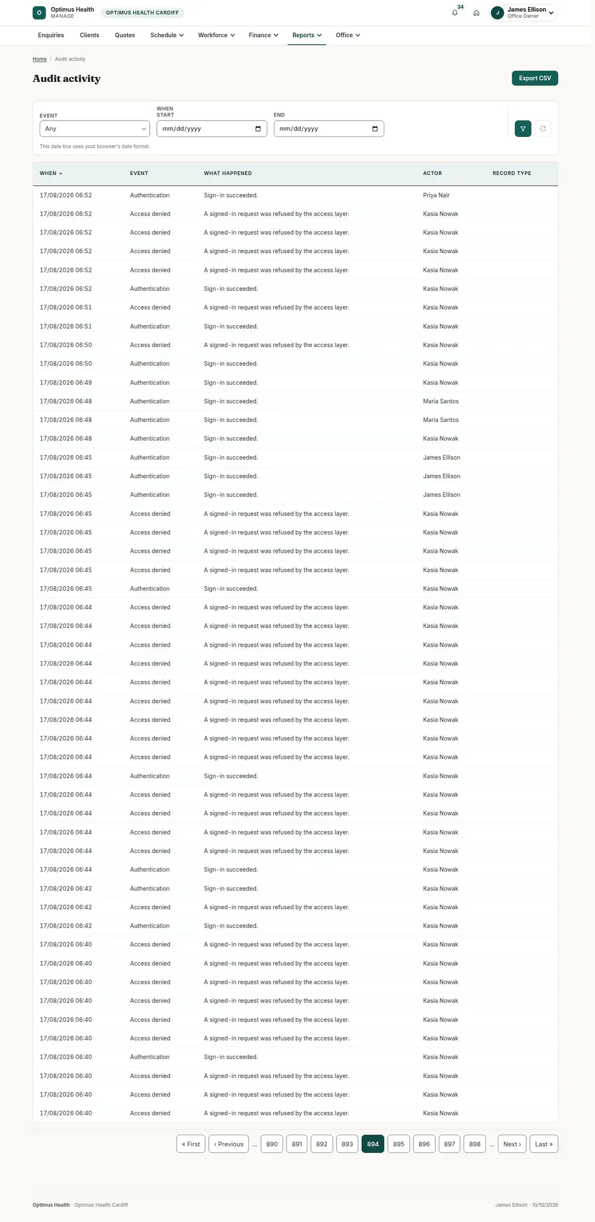 Audit activity