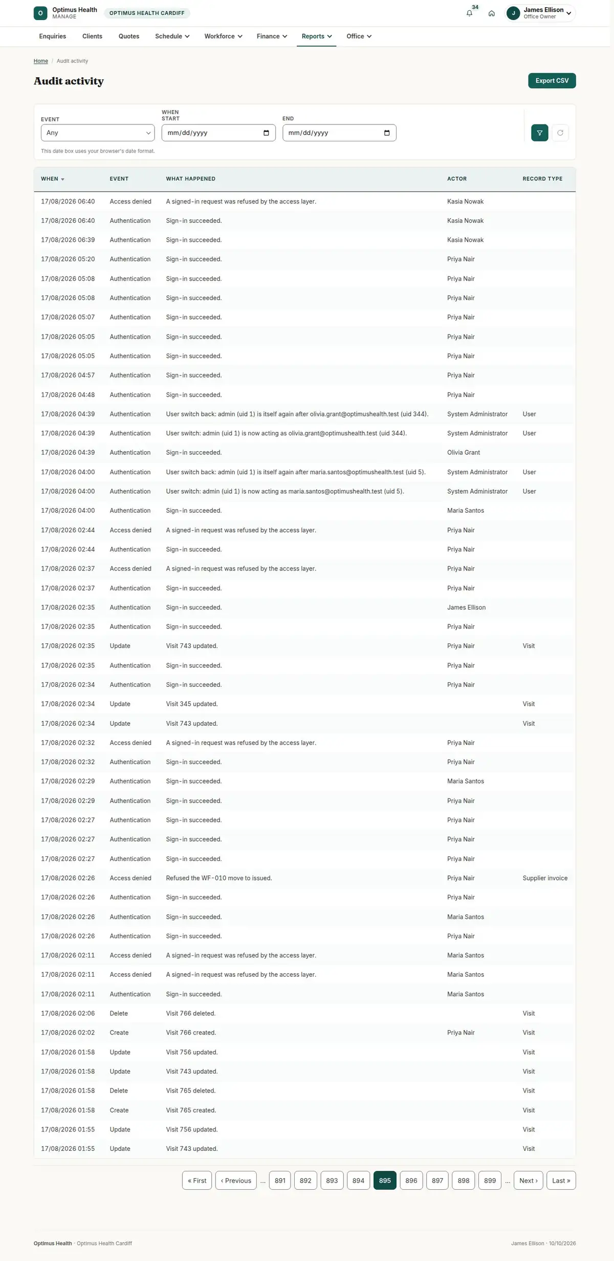 Audit activity