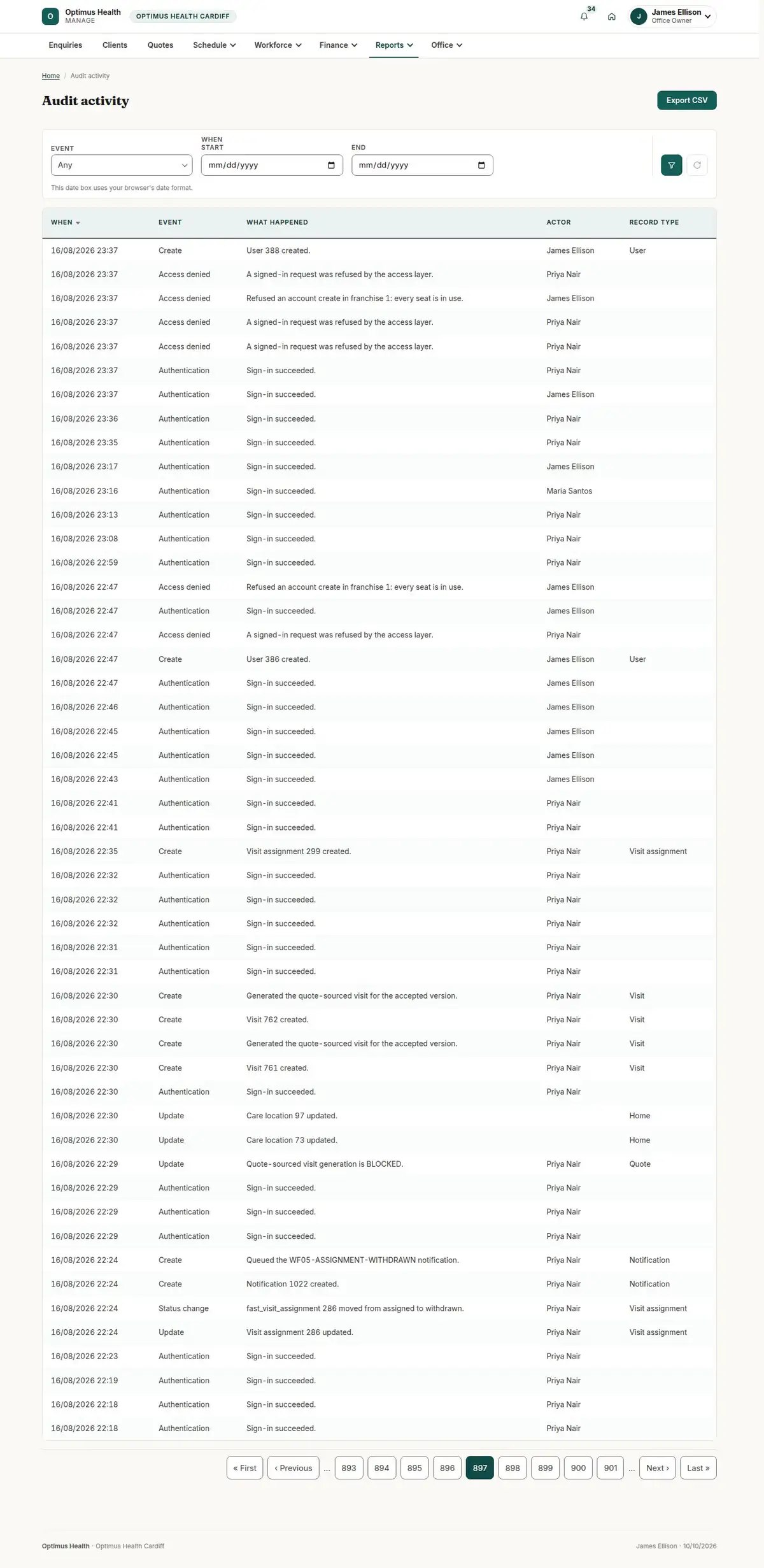 Audit activity
