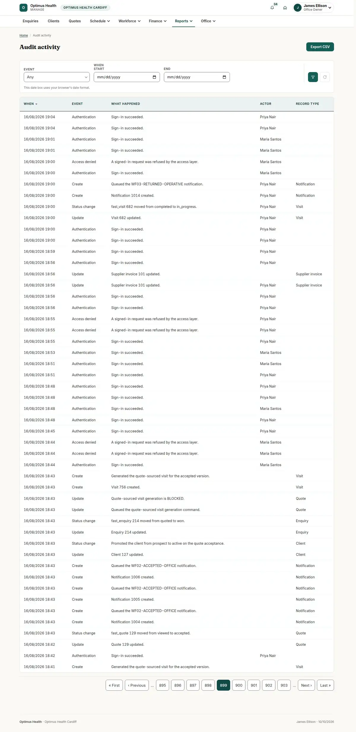 Audit activity