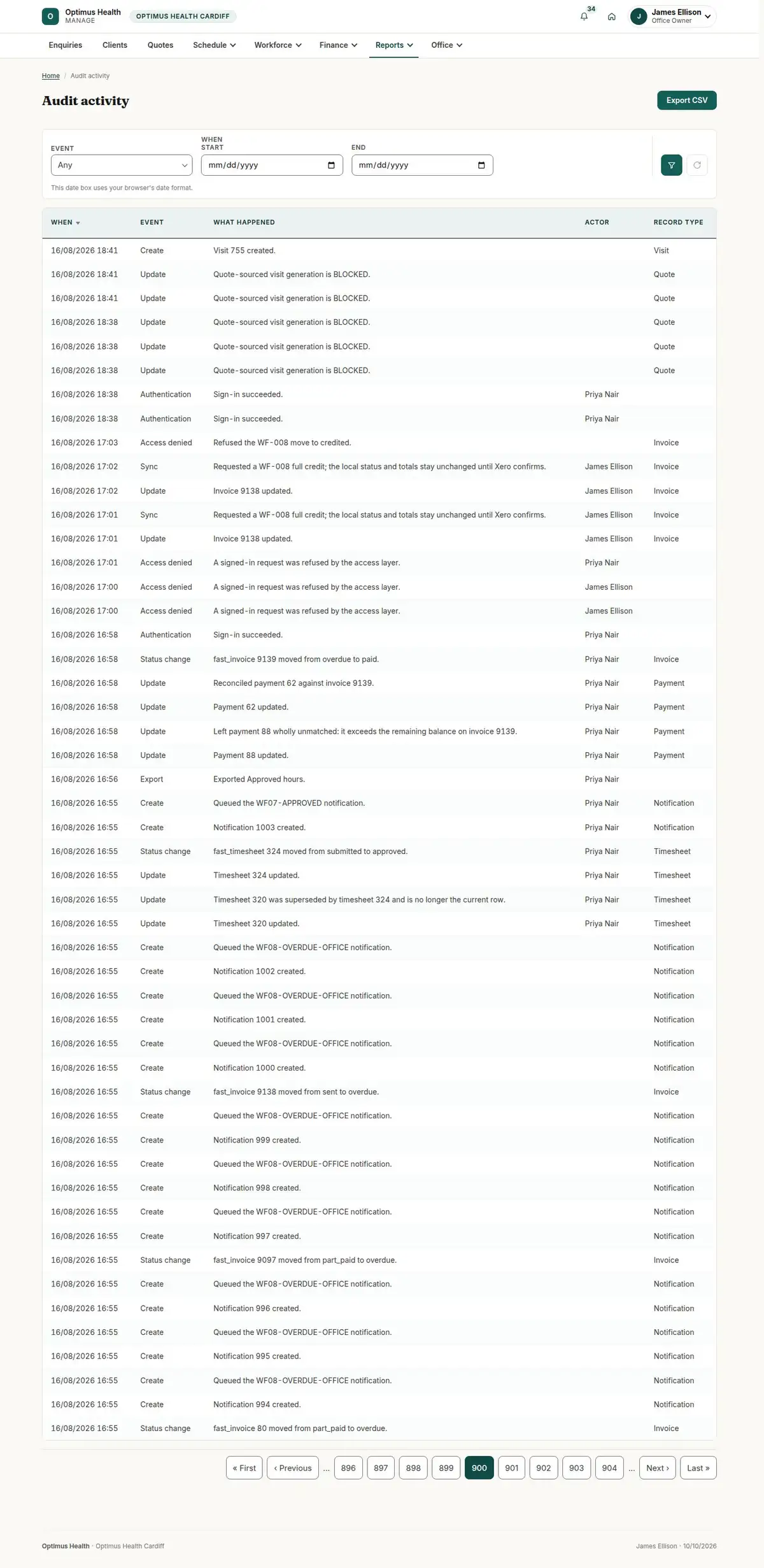 Audit activity