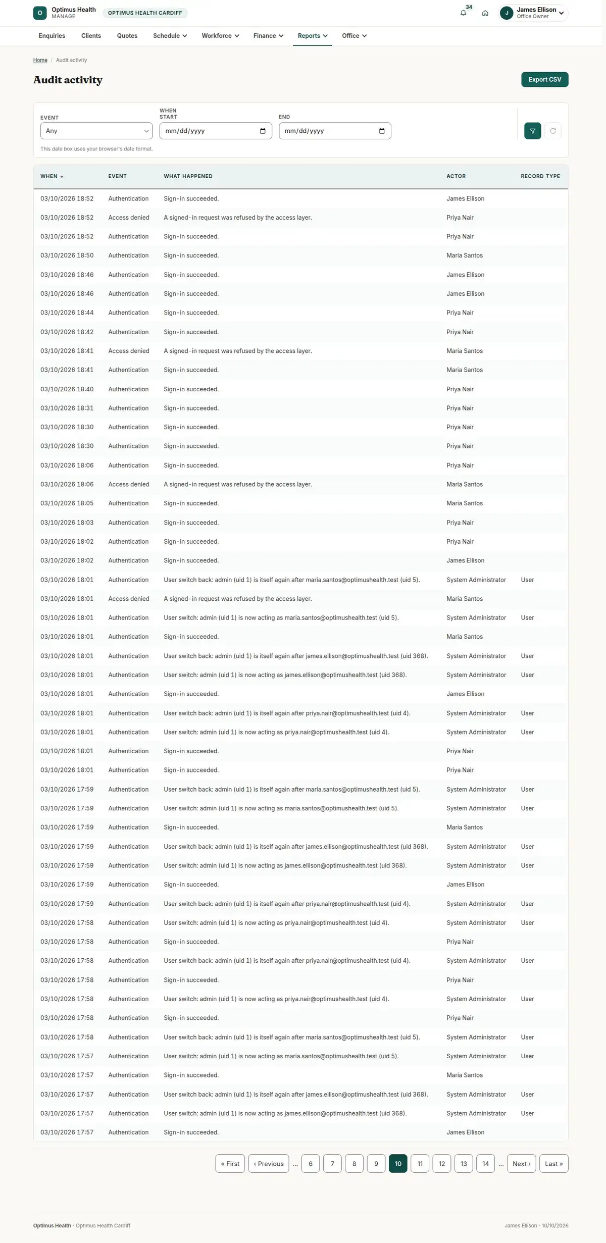Audit activity