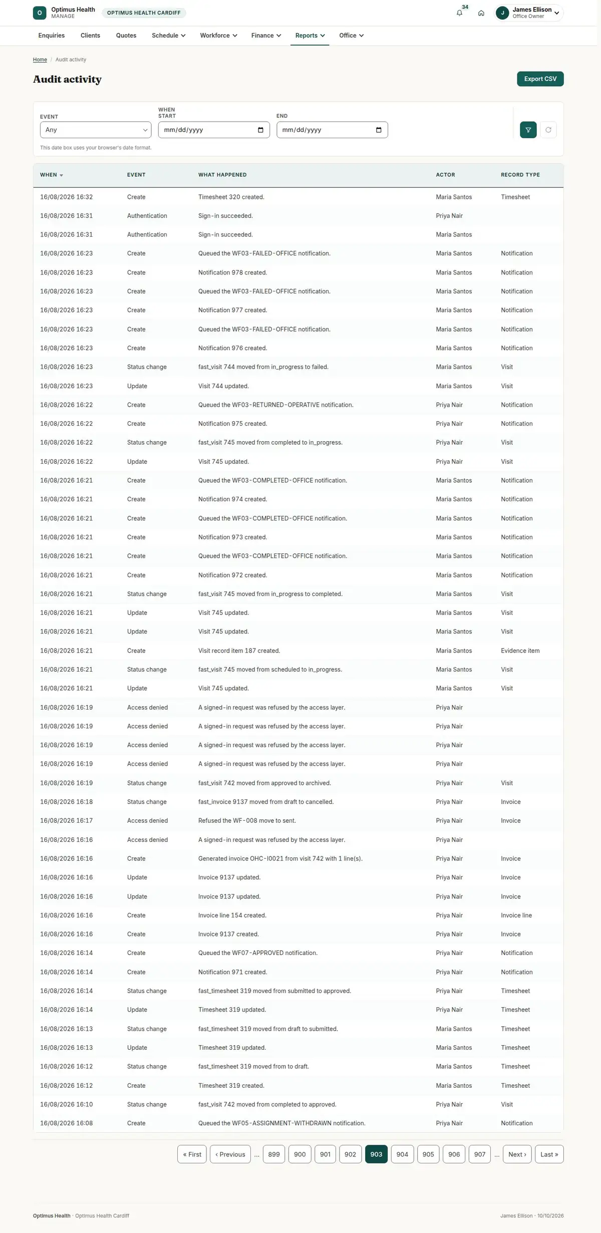 Audit activity