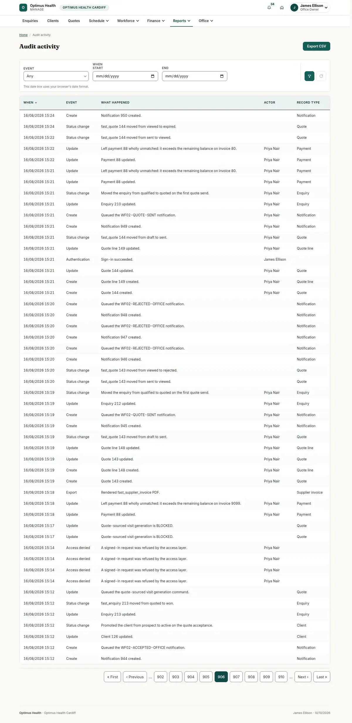 Audit activity