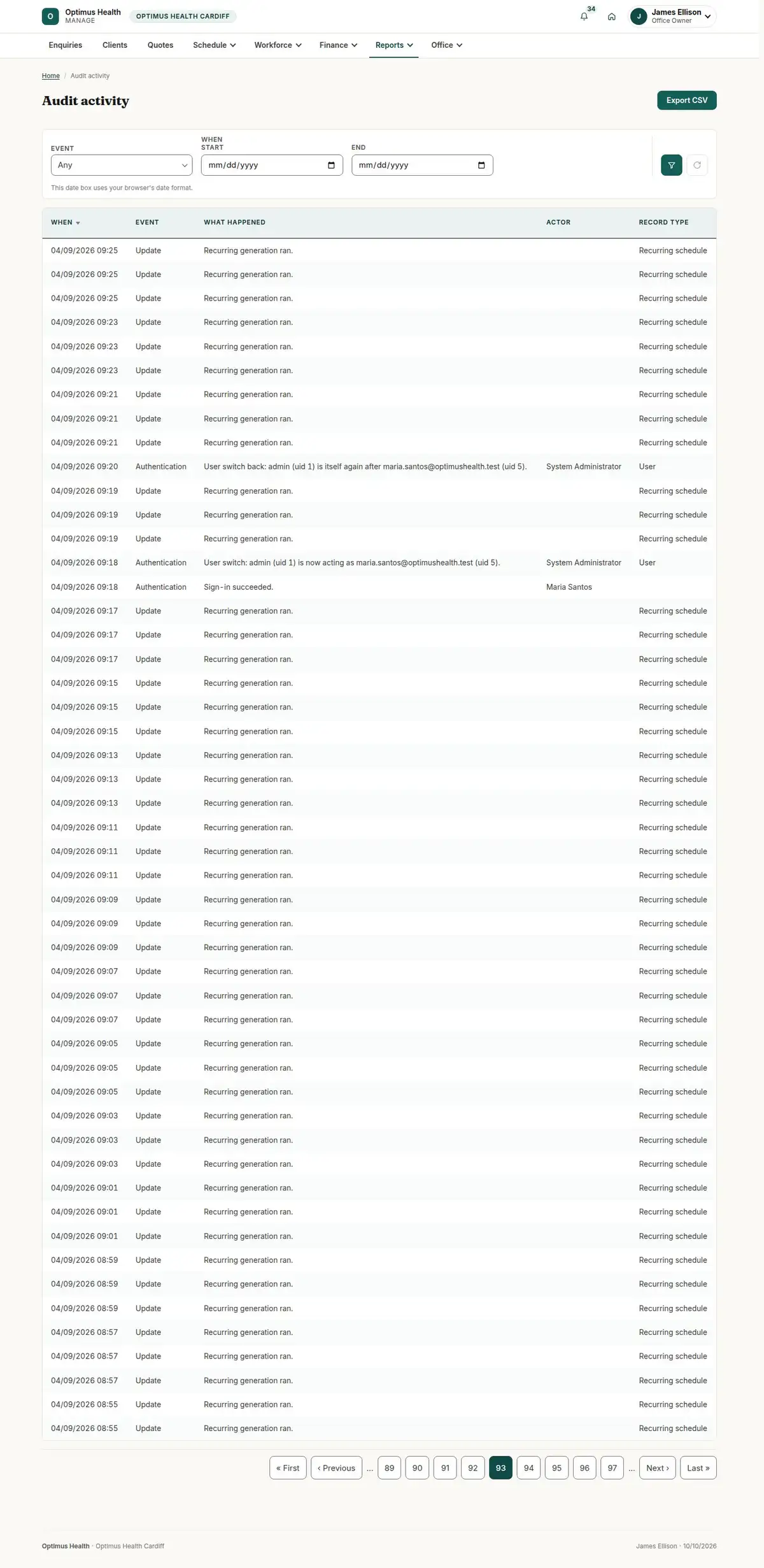 Audit activity