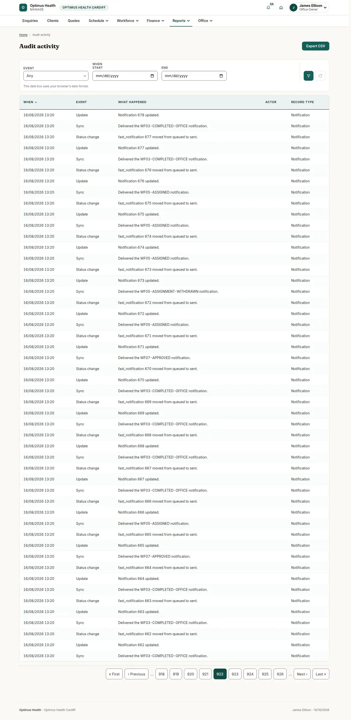 Audit activity