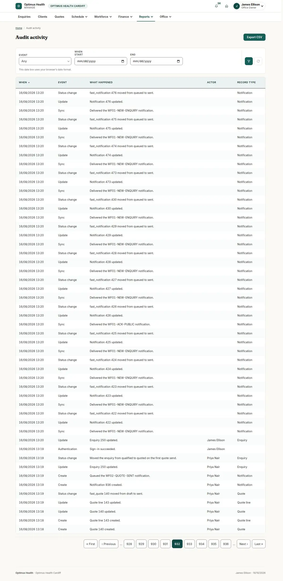 Audit activity