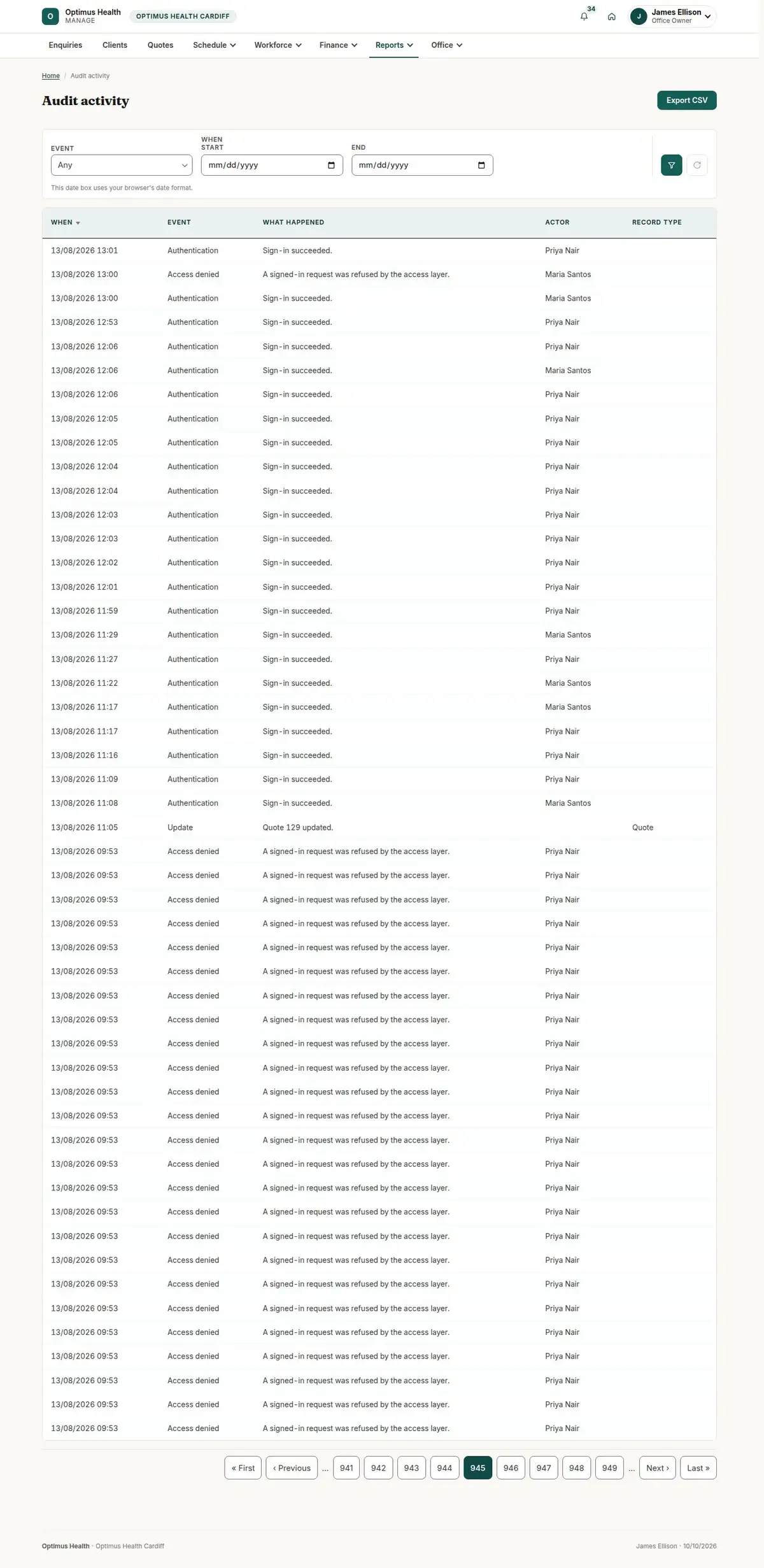 Audit activity
