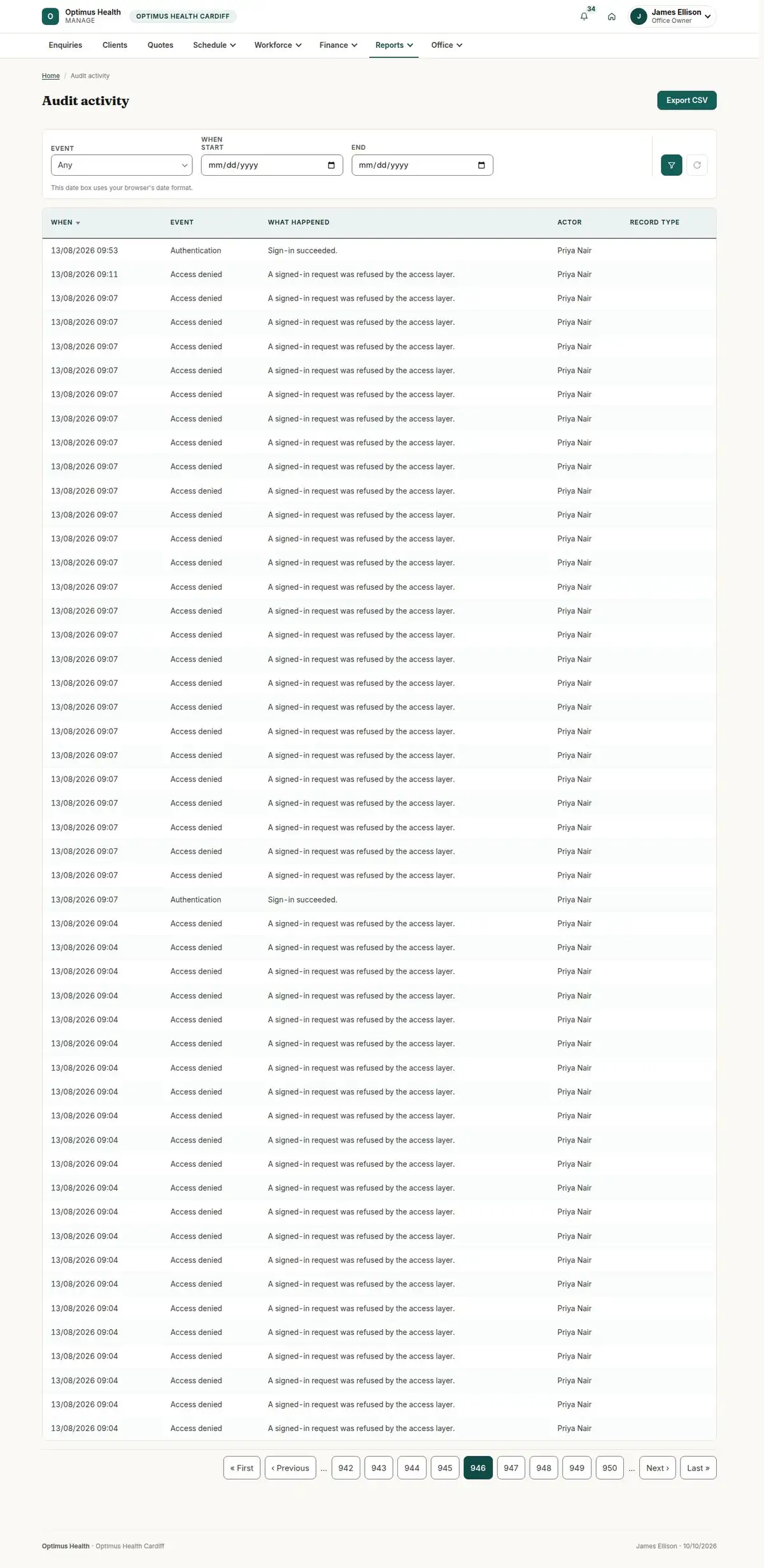 Audit activity