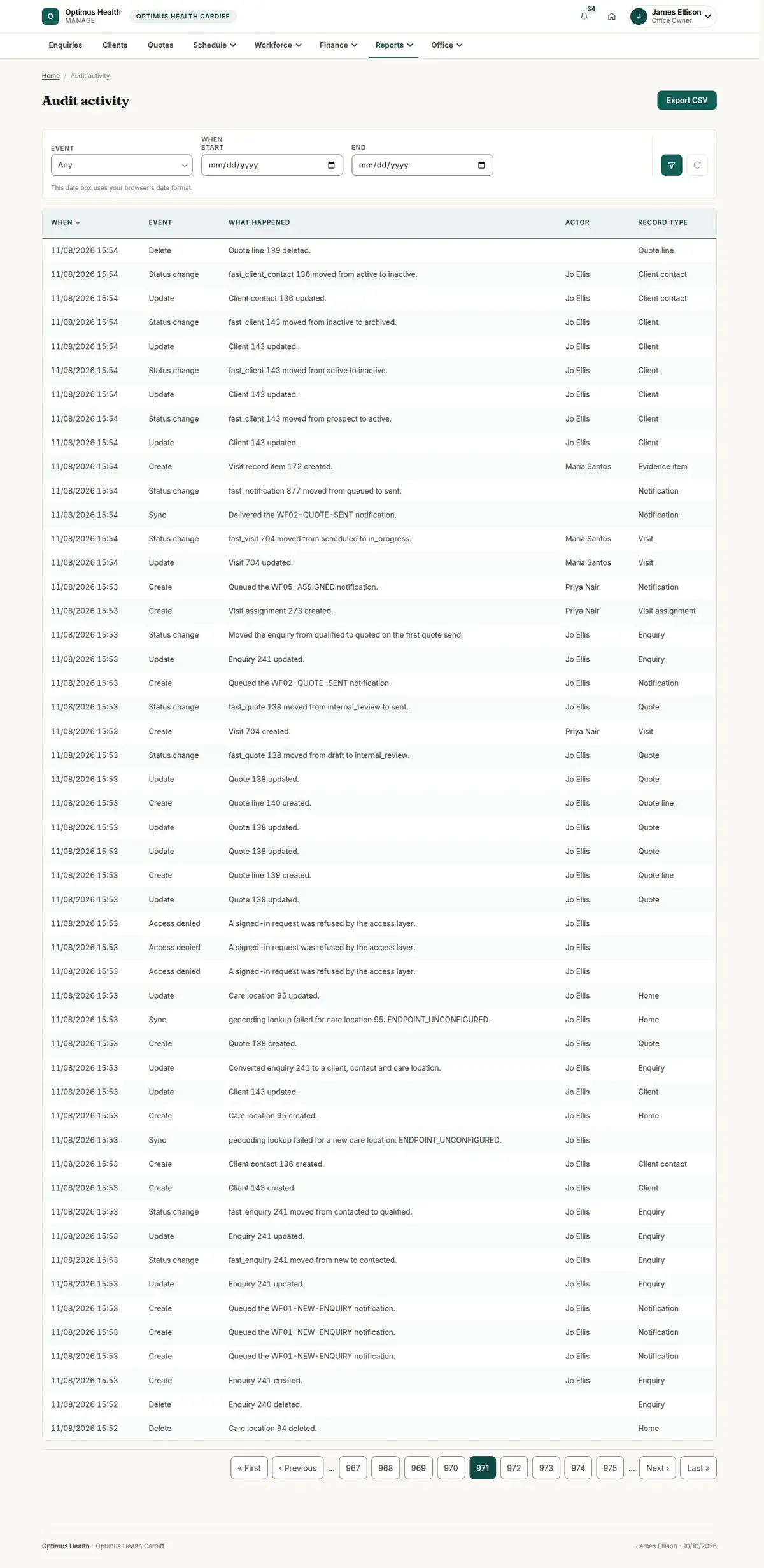Audit activity