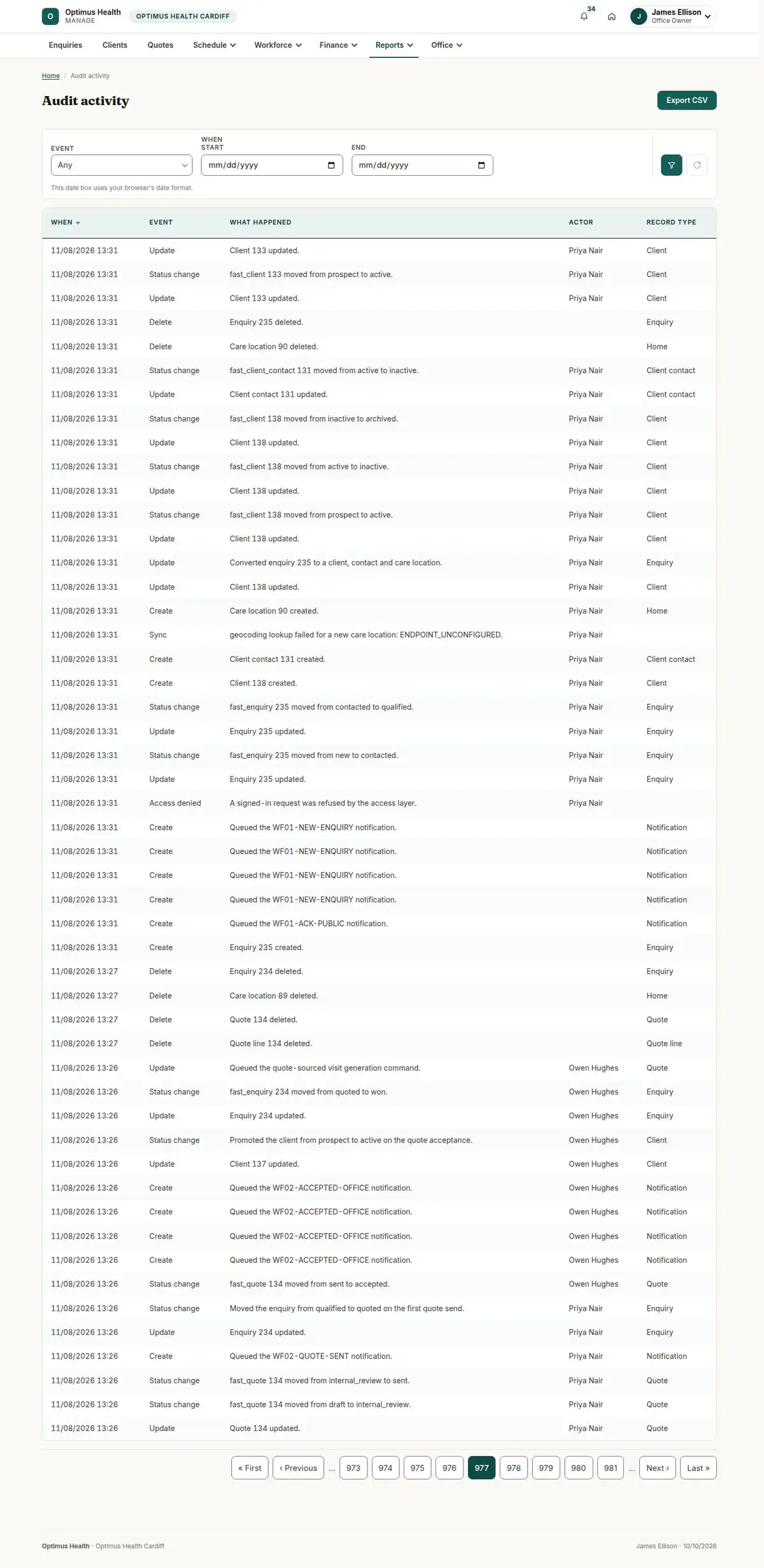 Audit activity