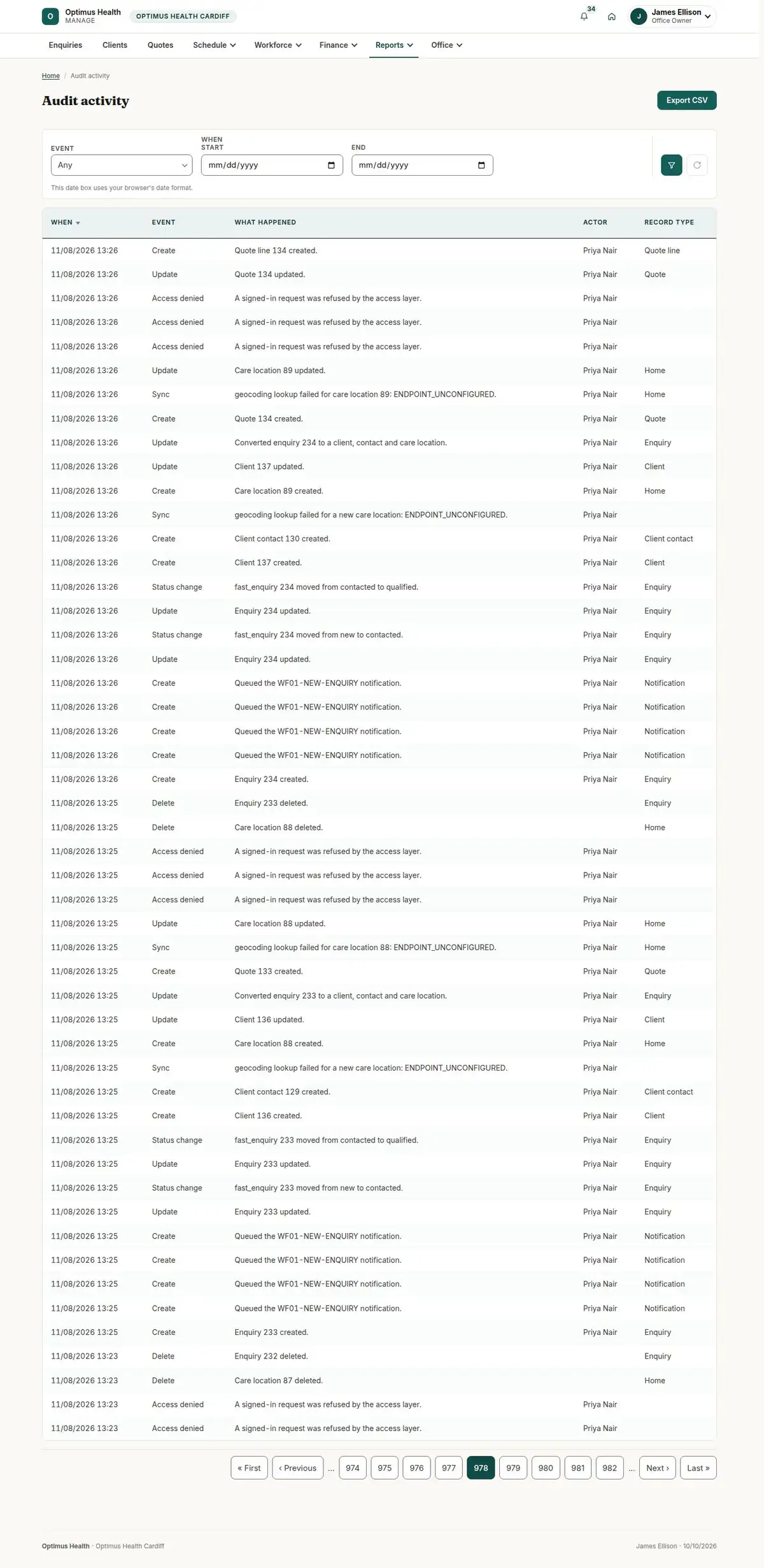 Audit activity