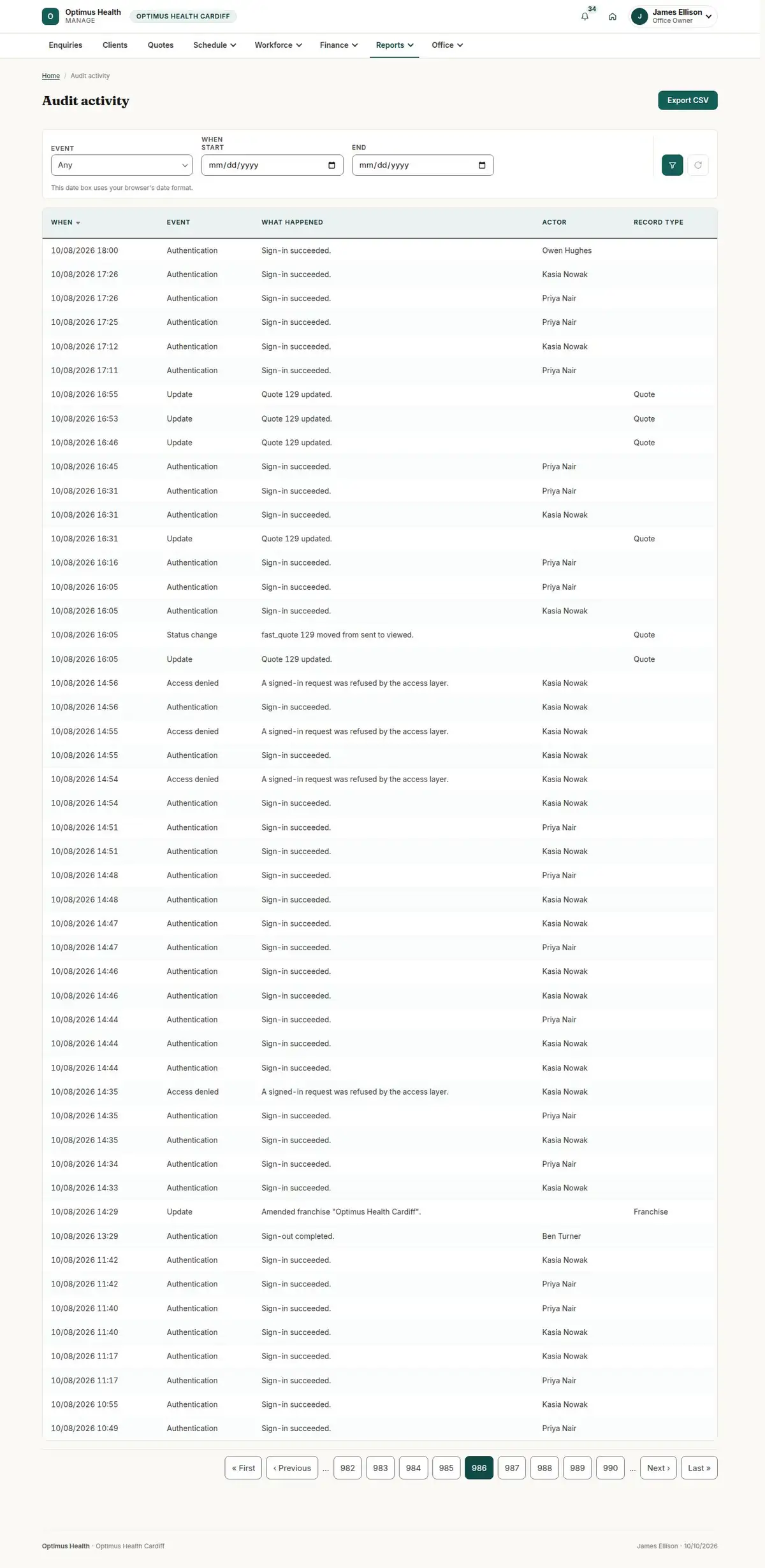 Audit activity