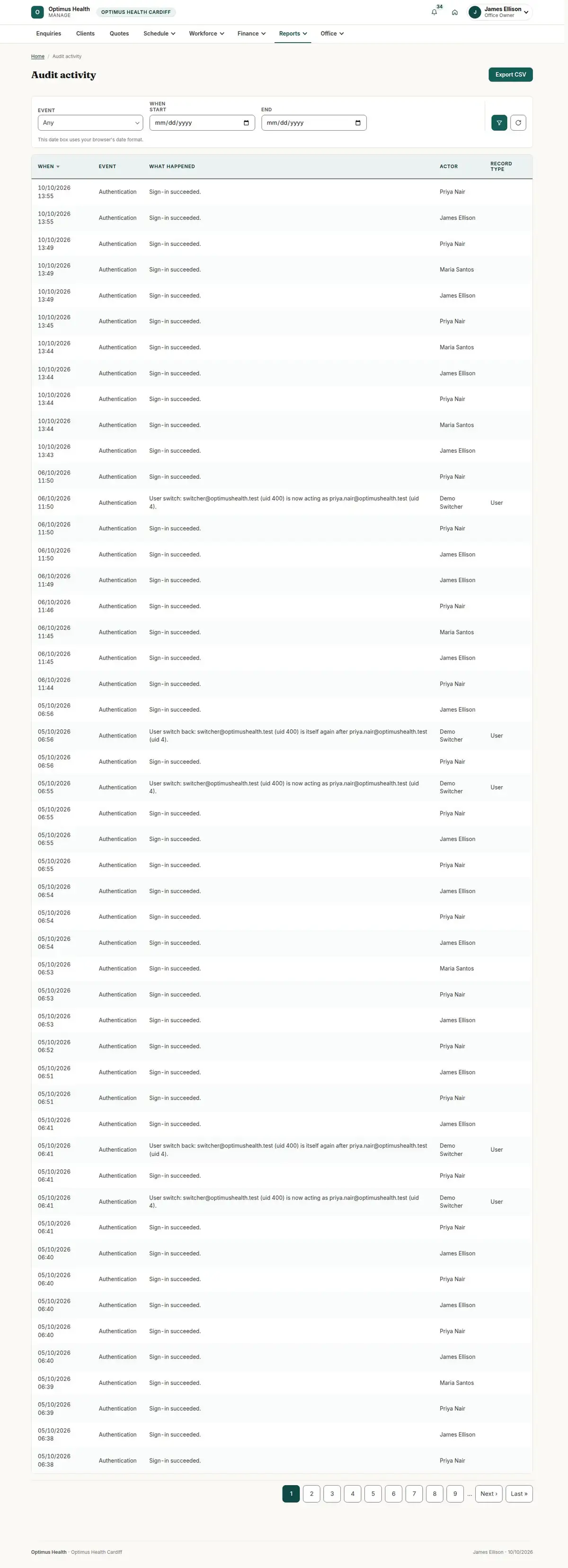 Audit activity