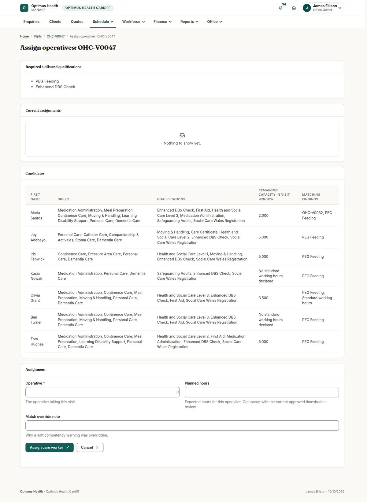 Assign operatives: OHC-V0047