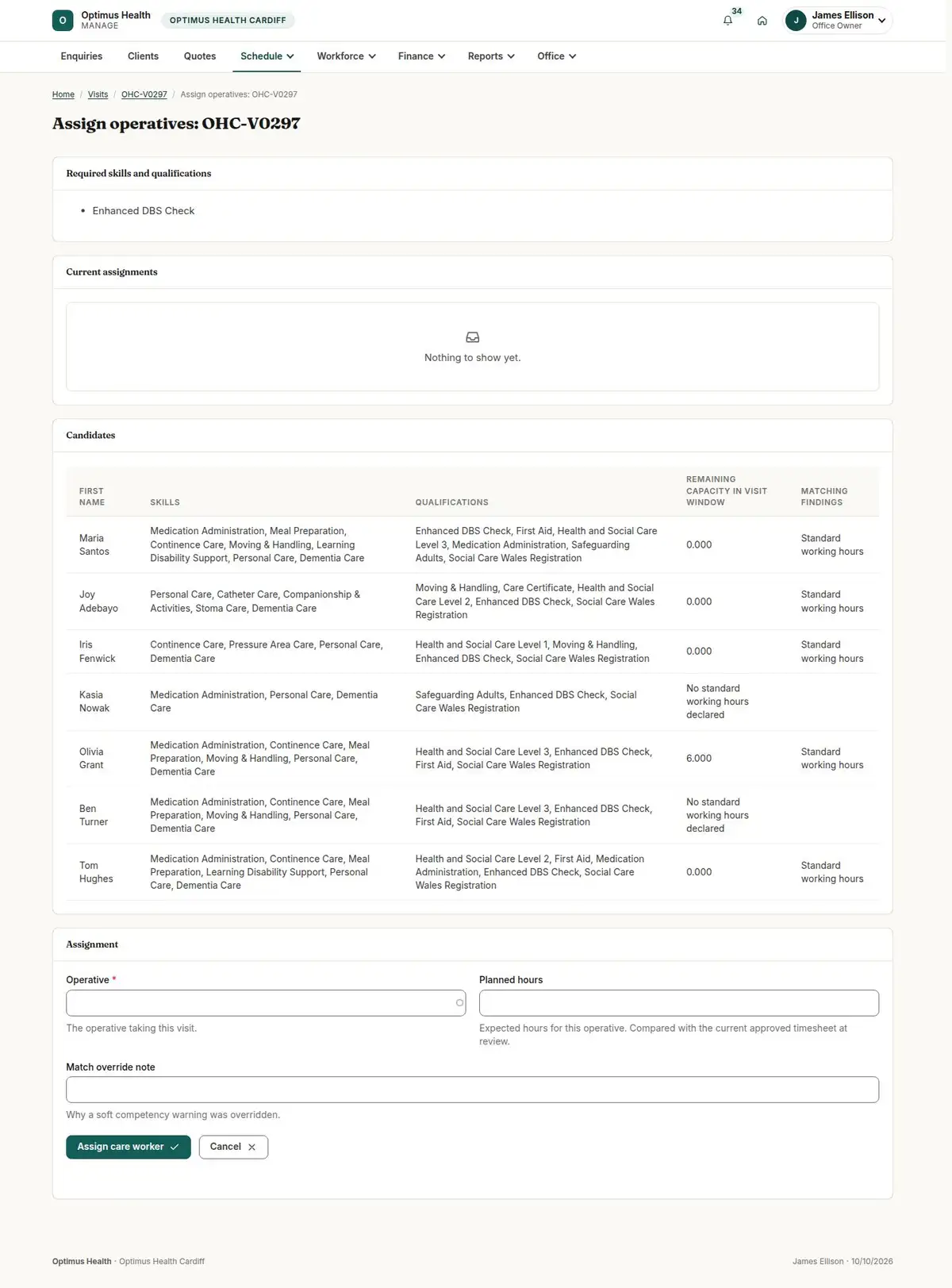 Assign operatives: OHC-V0297