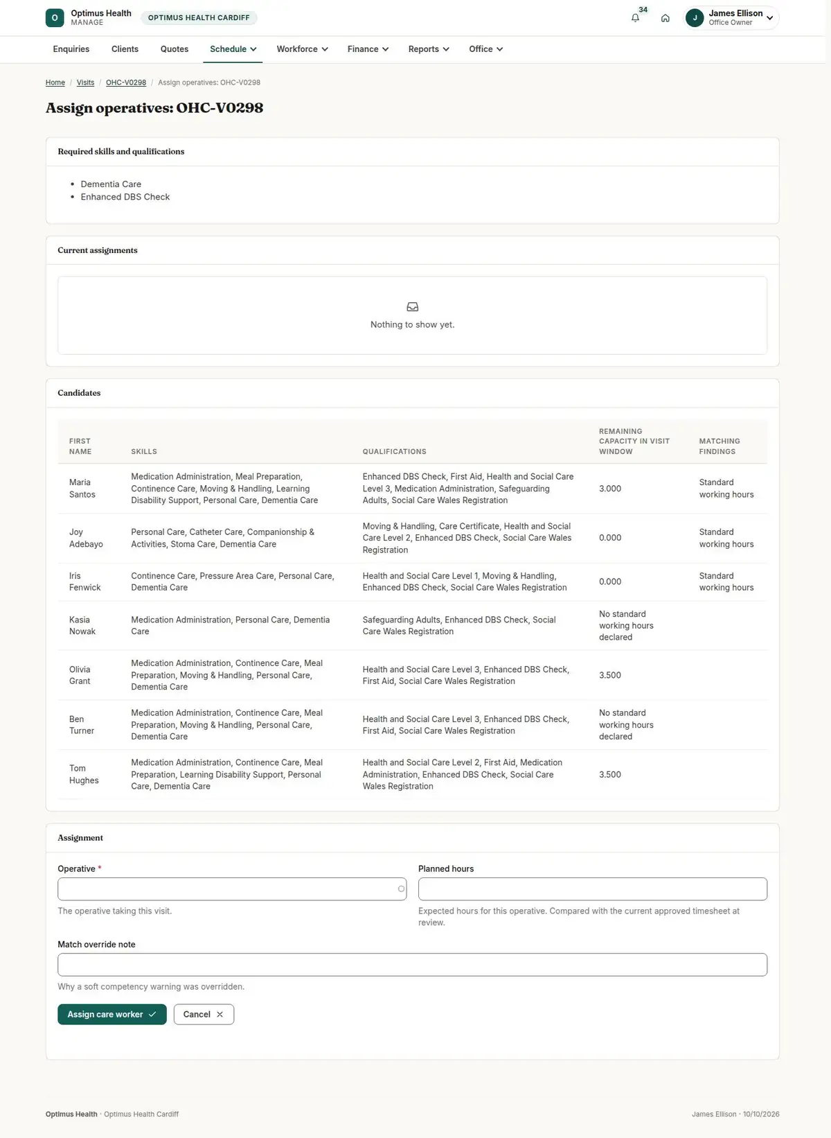 Assign operatives: OHC-V0298