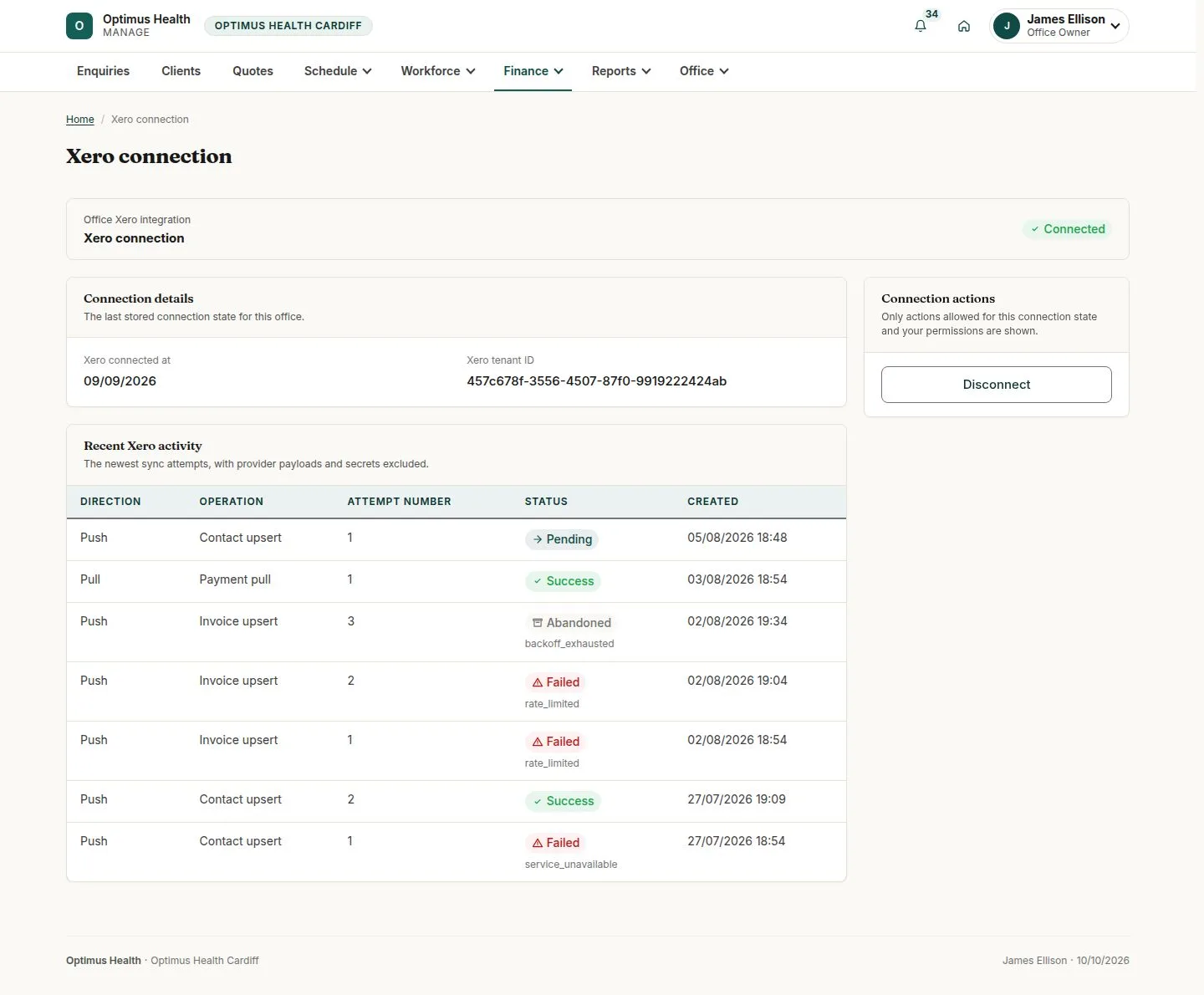 Xero connection