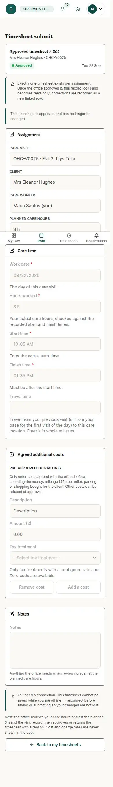 Timesheet submit