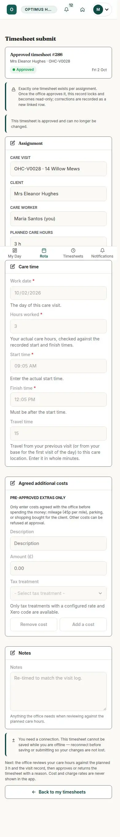 Timesheet submit
