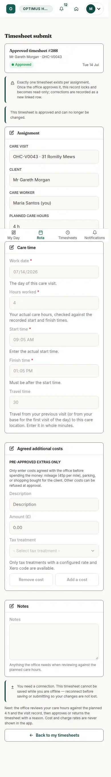 Timesheet submit