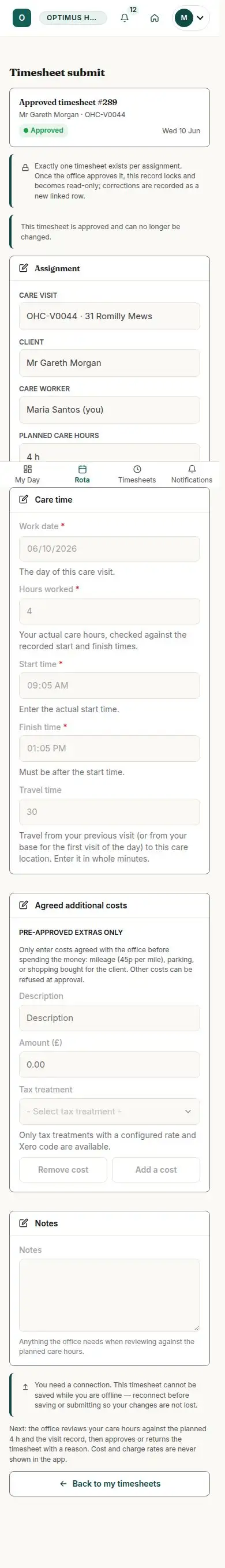 Timesheet submit