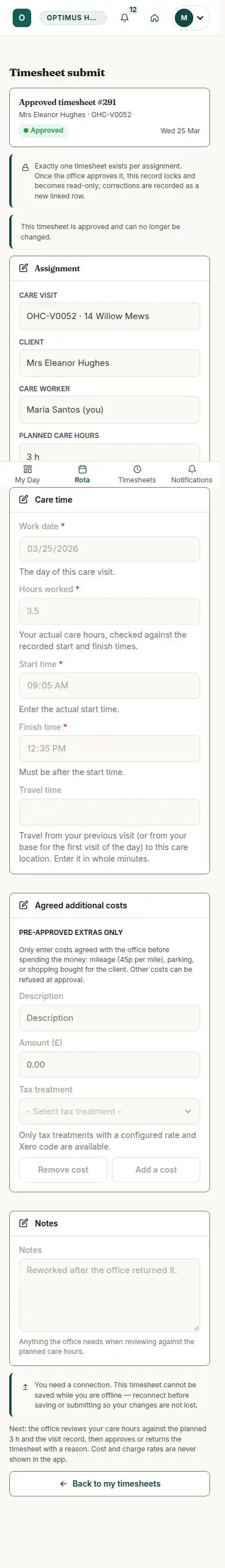 Timesheet submit