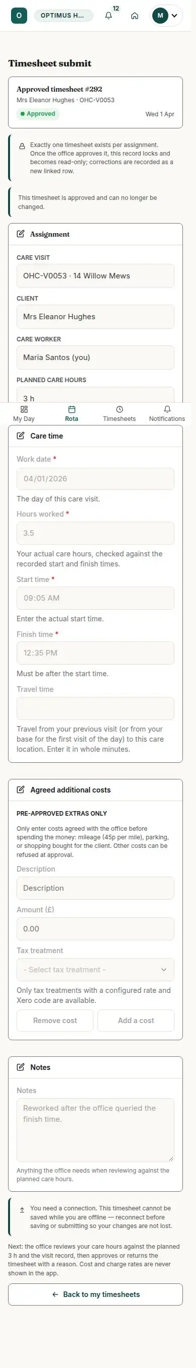 Timesheet submit
