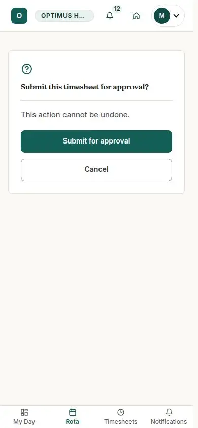Submit this timesheet for approval?