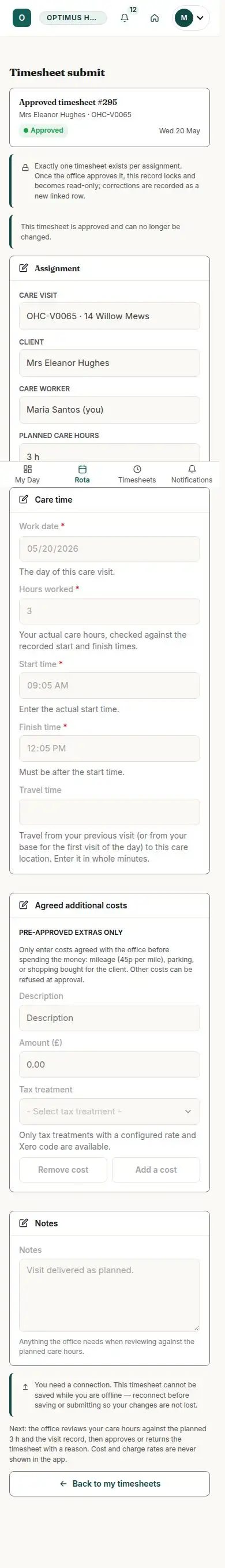 Timesheet submit