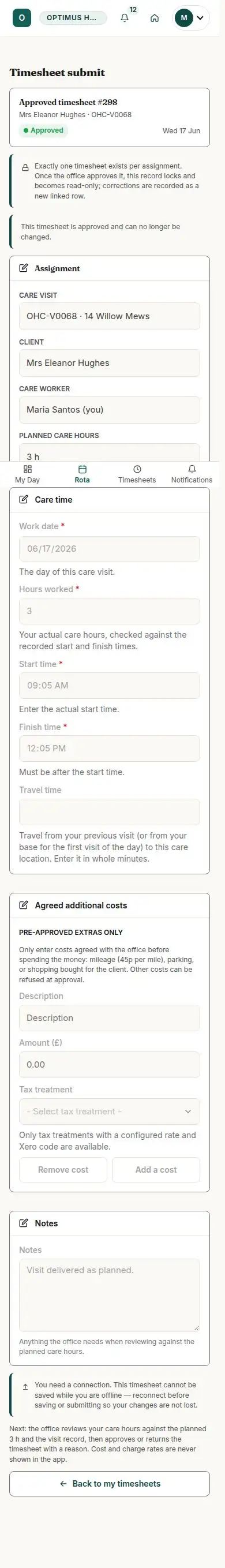 Timesheet submit