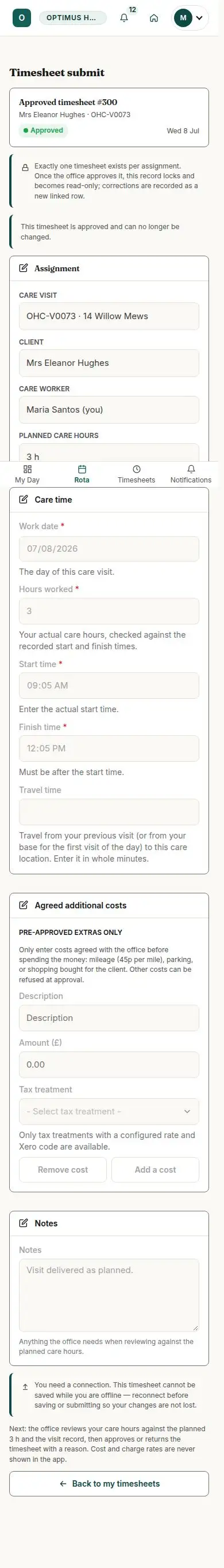 Timesheet submit
