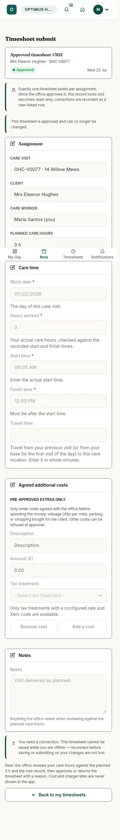 Timesheet submit