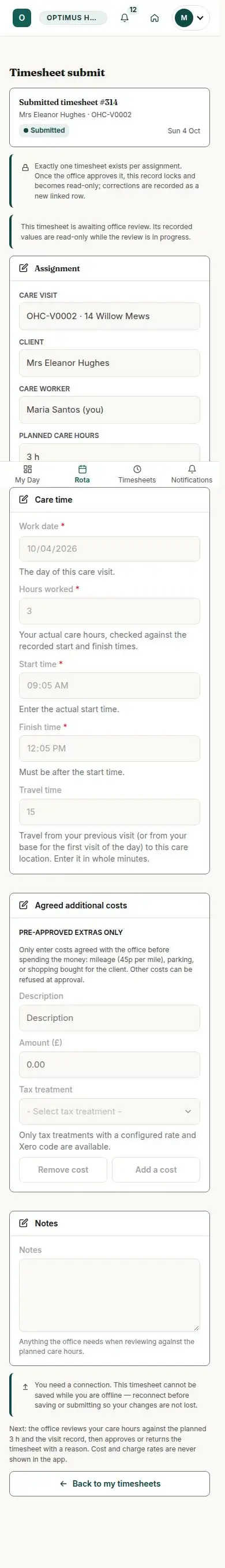 Timesheet submit