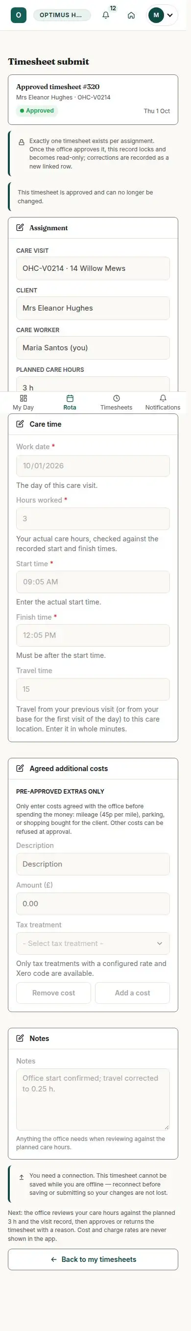 Timesheet submit