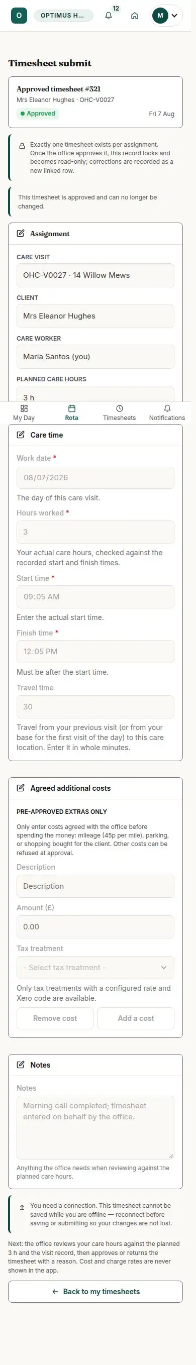 Timesheet submit